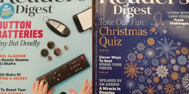 リーダーズダイジェストアジア版2022年12月号と2023年3月号の写真