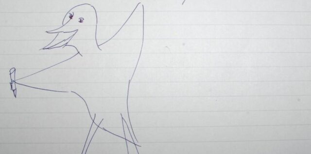 万年筆を持つ雉の画像